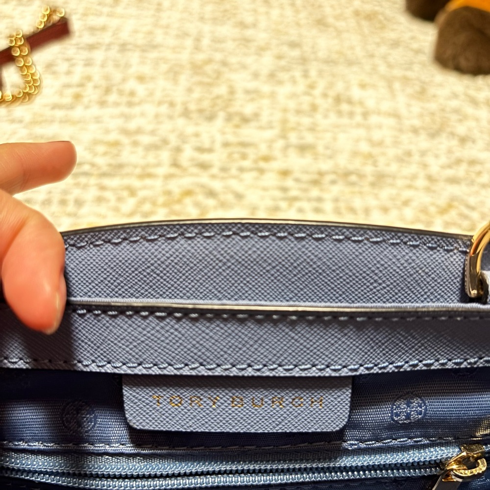 Tory Burch Blue Floral Mini Satchel with Gold Hardware - Picture 5 of 5